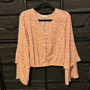 Vici Peach Floral Button-Down Blouse